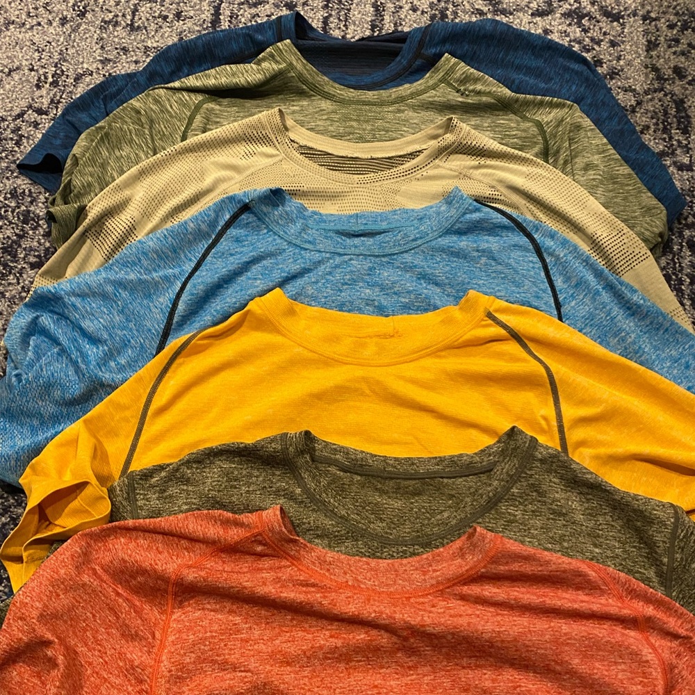 Lot of 7 Lululemon Mens Solid T Shirts Large